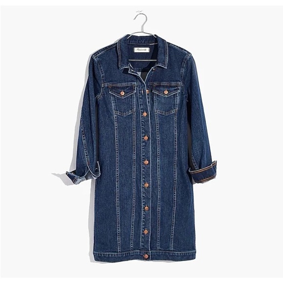 MADEWELL Denim Seamed Button-Front mini Dress long sleeve - Picture 3 of 13